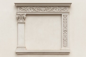Obraz premium Architectural Details of Buildings: Columns, Capitals, Gypsum Moldings, Wall Textures, and Patterns in Urban Public Spaces