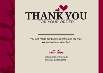 Thank You Card Layout Design. Customer thank you card templatevector artwork