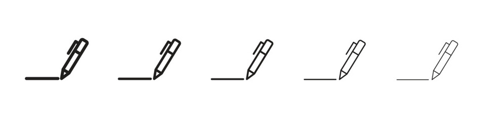 Write iconBlack linear bold and thin strokes set