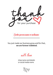 Thank You Card Layout Design. Customer thank you card templatevector artwork