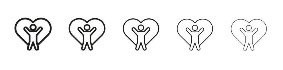 Wellness iconBlack linear bold and thin strokes set