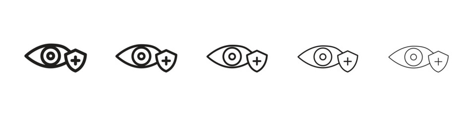 Vision insurance iconBlack linear bold and thin strokes set