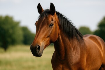 Obraz premium Stunning chestnut stallion roaming freely in nature