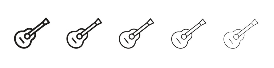 Ukulele iconBlack linear bold and thin strokes set