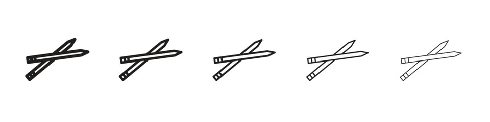 Toothpick iconBlack linear bold and thin strokes set