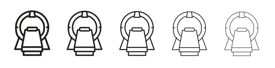 Tomography iconBlack linear bold and thin strokes set