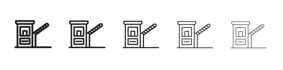 Toll road iconBlack linear bold and thin strokes set