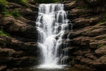 Obraz premium Stunning cascade flowing over rocky formations