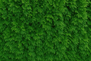 Texture of Thuja hedge showcasing dense foliage
