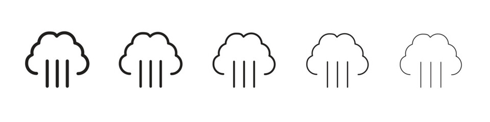 Steam iconBlack linear bold and thin strokes set