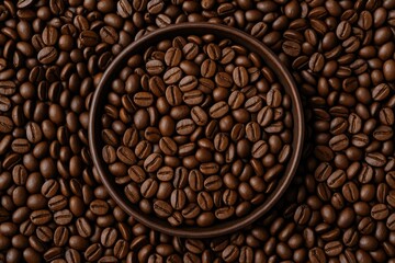 Fototapeta premium A collection of roasted coffee beans in a dish, emitting a fragrant aroma