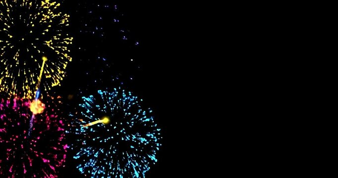 Firework explosions a computer designed as a seamless loop with a black background