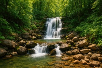 Obraz premium Stunning cascade tumbling over rocks