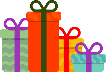 Christmas gift box icon on transparent background, png illustration