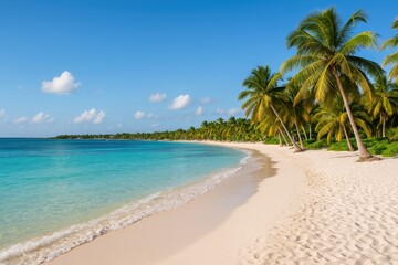 Fototapeta premium Turtle Beach at Caribbean Coast: A Stunning Beach Retreat in Quintana Roo