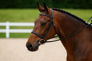 Fototapeta premium Close-up of a horse in a competition arena