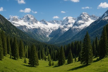 Fototapeta premium Stunning panorama of mountain peaks within a protected natural area