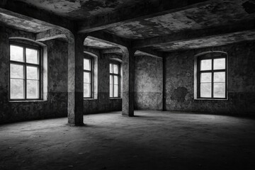 Fototapeta premium Monochrome photograph of a deserted structure