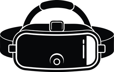 virtual reality headset, tech gear silhouette, black white vector