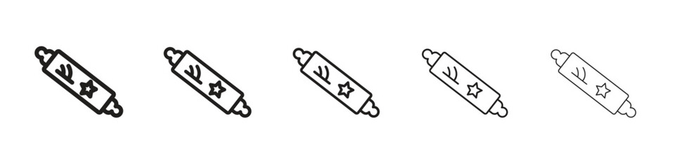 Mezuzah iconBlack linear bold and thin strokes set
