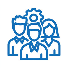 Obraz premium Business man and woman with simple white line shows about teamwork and cooperation