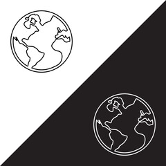 Globe icon vector. Earth icon sign symbol in trendy flat style. Planet vector icon illustration isolated on white and black background