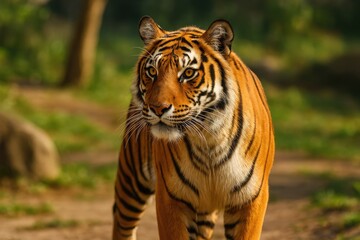 Stunning tiger exploring its surroundings