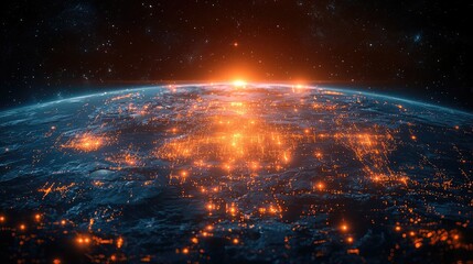Fototapeta premium Global city lights illuminating the earth from space.