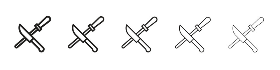 Knife sharpener iconBlack linear bold and thin strokes set