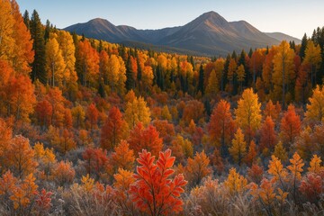 Vivid and vibrant icy leaves during fall season © TheWaterMeloonProjec