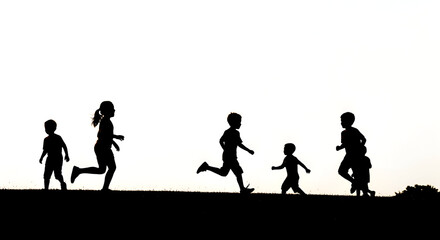 silhouettes of children on white background