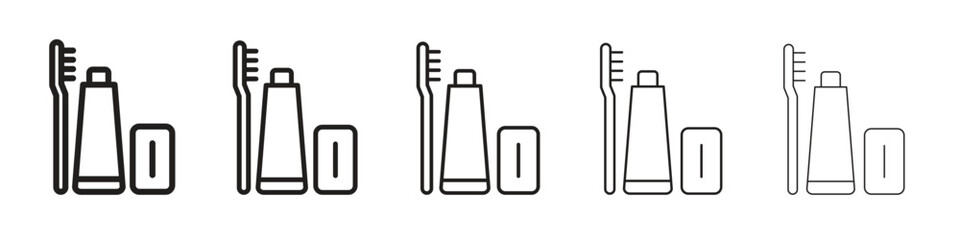 hygiene kit iconBlack linear bold and thin strokes set