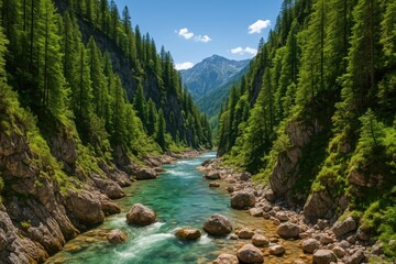 Stunning Mountain Stream Amidst Nature