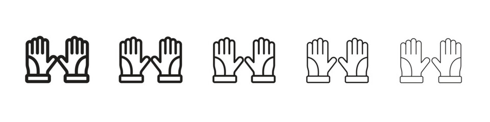 Gloves iconBlack linear bold and thin strokes set