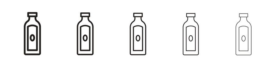 Gin iconBlack linear bold and thin strokes set