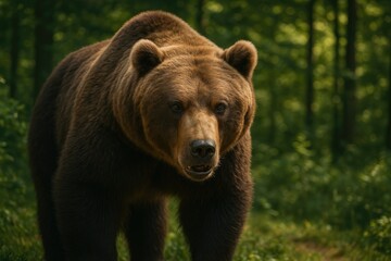 Fototapeta premium Majestic wild bear with a hearty appetite in a natural setting