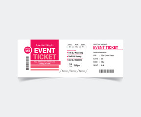 Event Ticket Template Design with Vector File