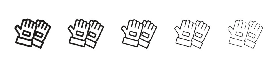 Fitness Gloves iconBlack linear bold and thin strokes set
