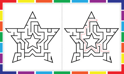 Naklejka premium Shining Star Mazes Activity BookMaze Through the Stars for Kids, Fun Star-Shaped, Mazes for Little Explorers