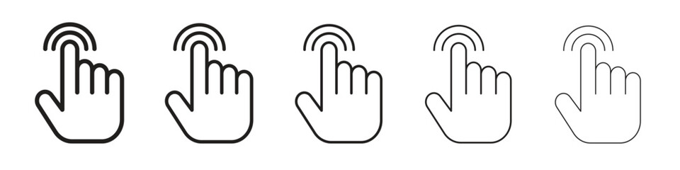 Finger control iconBlack linear bold and thin strokes set