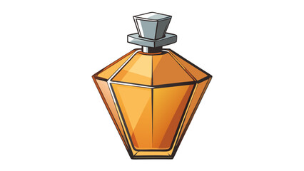 golden geometric perfume bottle with a grey stopper isolated on white background.