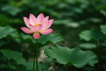 Stunning summer lotus blooming in the water