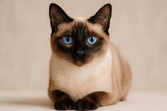 Adorable housecat of Siamese breed
