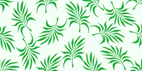Palm tree Leaf seamless trellis. Summer nature seamless pattern. Vector illustration of Palm Leaves background perfect room interior wall cover, living room wallpaper print. EPS 10