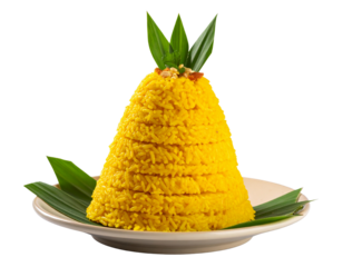 Nasi Tumpeng Cone of Yellow Rice, Isolated