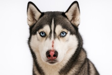 Obraz premium A fierce-looking husky showing a scar on its nose from a recent dog encounter