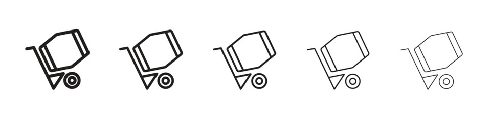 cement mixers iconBlack linear bold and thin strokes set