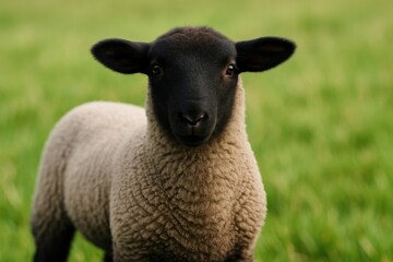 A close-up of a woolly sheep's face