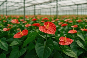 Greenhouse cultivation of Anthurium blooms