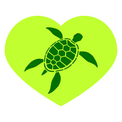 Turtle I Love Heart Symbol Logo Cute Cool Lover Isolated Vector Graphic Design Illustration
